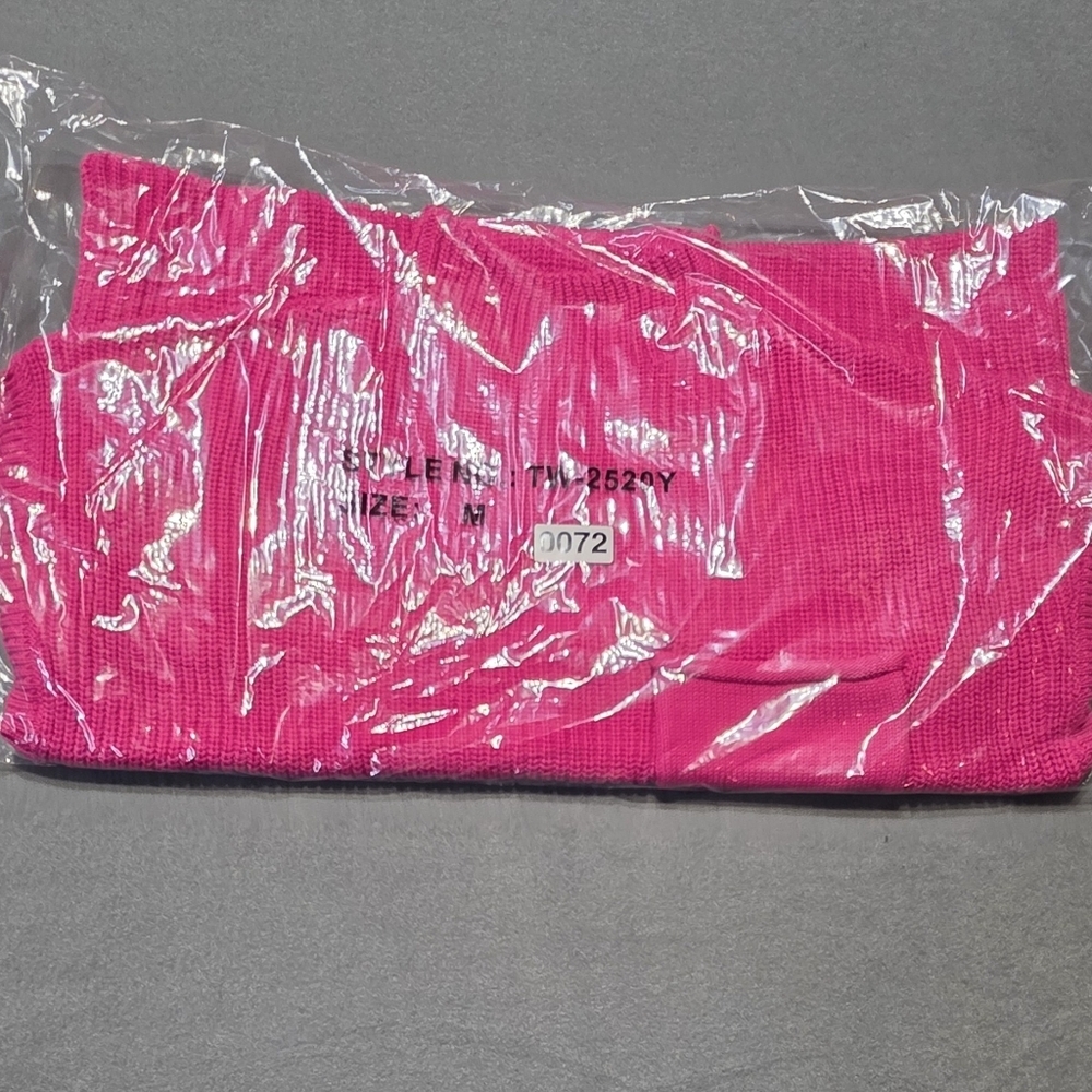 Zenana New In Poly Bag Vibrant Pink Mock Neck Ribbed Knit Dress M:Bust 37-38 in - Picture 7 of 7